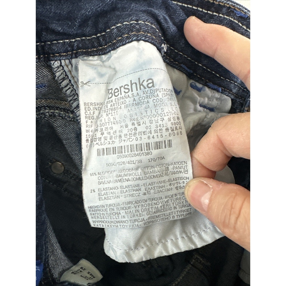Bershka Jeans Women's EUR 38/US 8 (27x31) Blue Low Rise Straight Distressed - Picture 4 of 13